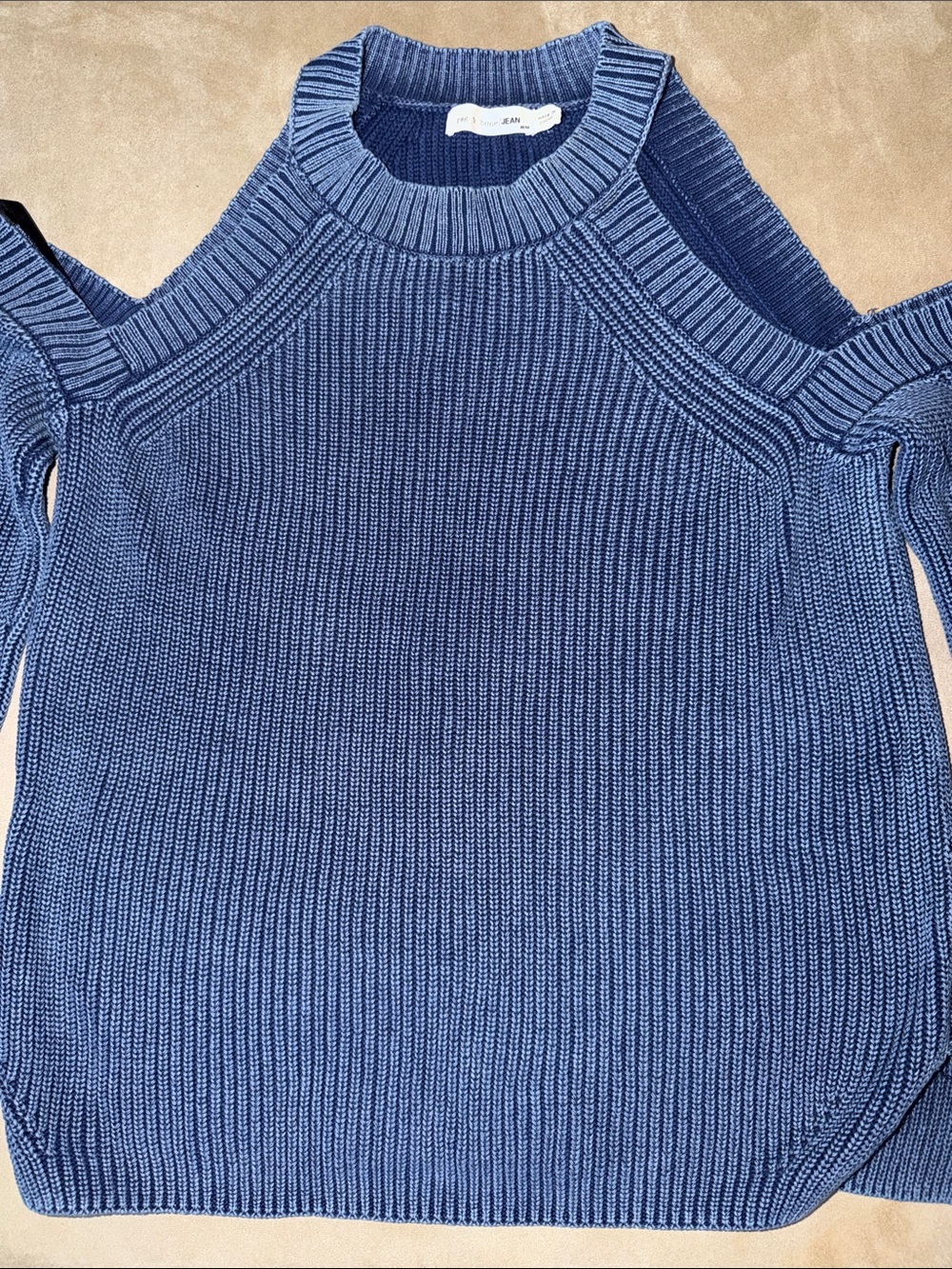 Rag & Bone Blue Cold-Shoulder Ribbed Sweater - Picture 3 of 3